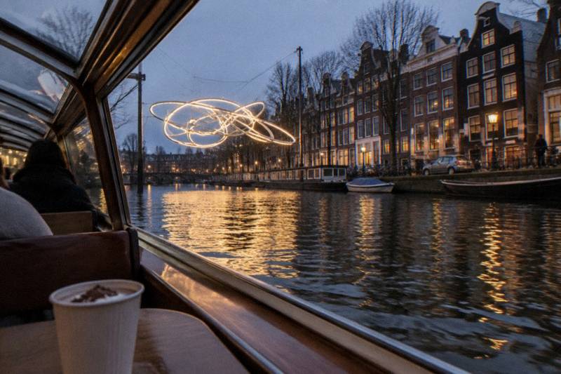 Amsterdam: Light Festival Heated Cruise + Unl Drinks & Snack