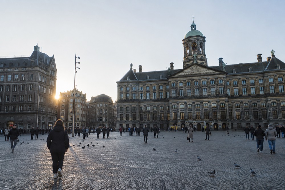 A wide view across the water towards Dam Square