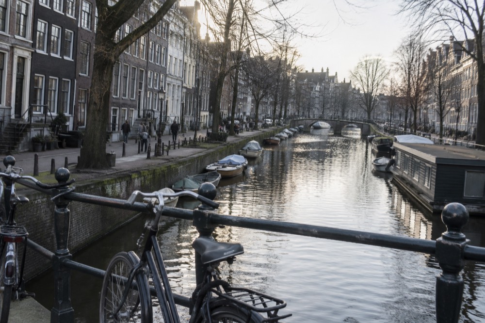 A wide view across the water towards Dam Square