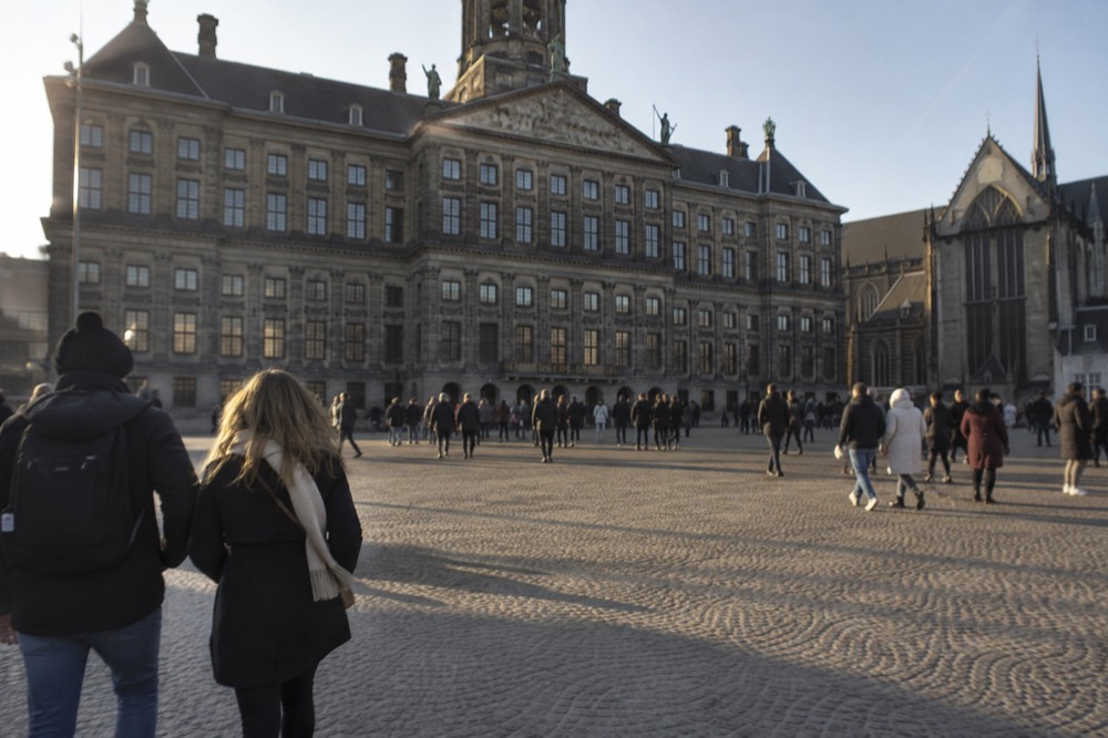 A wide view across the water towards Dam Square