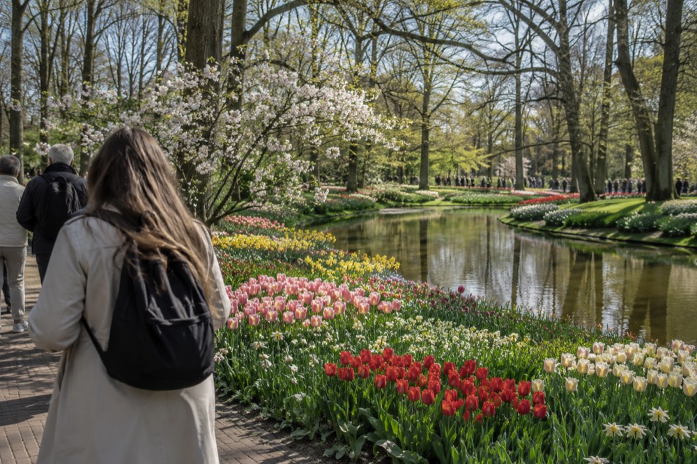 A narrow side street leading away from Keukenhof