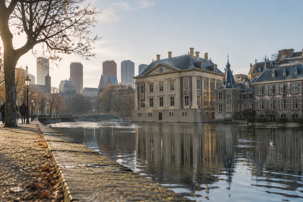 The Mauritshuis museum facade and the Hofvijver