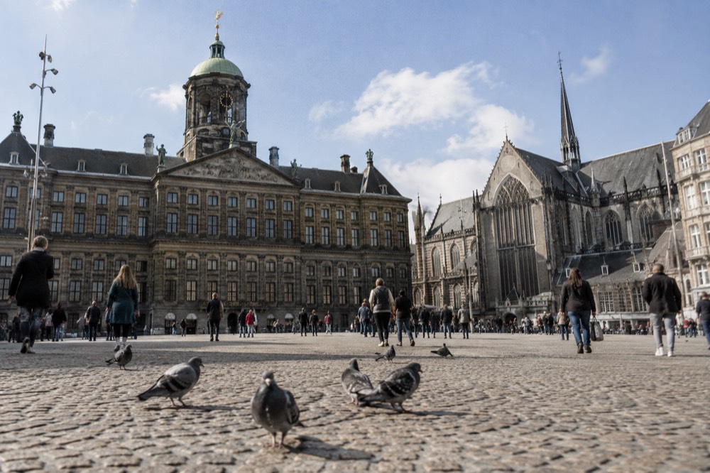A wide view across the water towards Dam Square