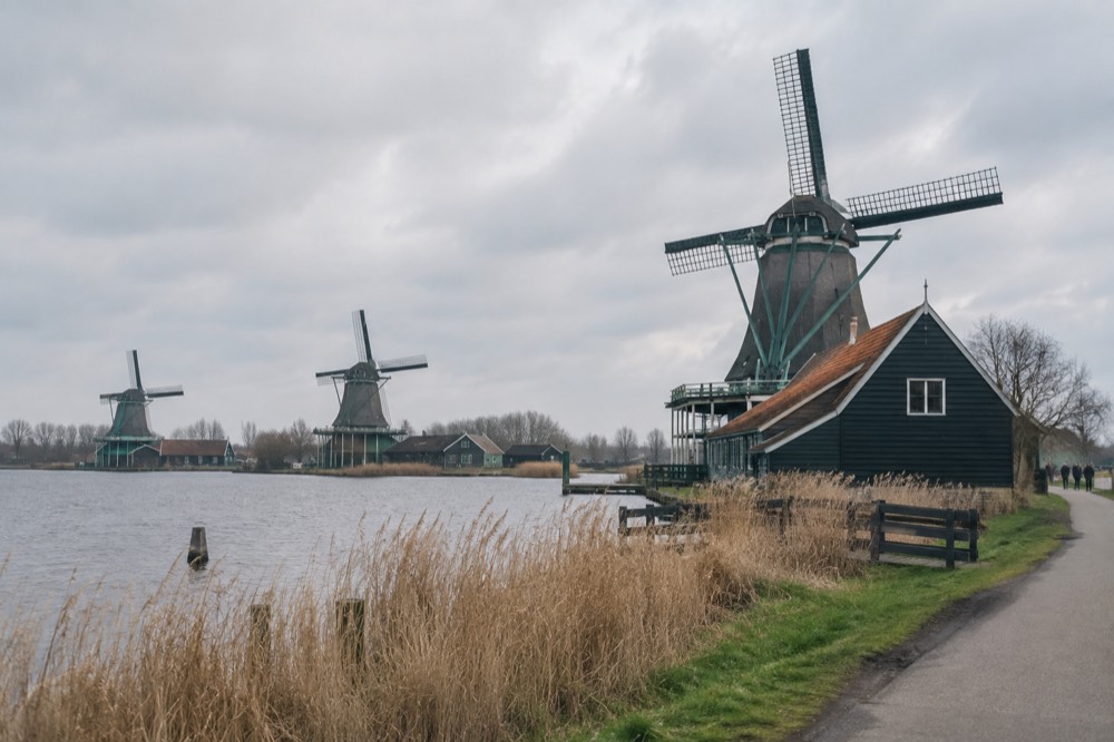 A wide view across the water towards Zaanse Schans