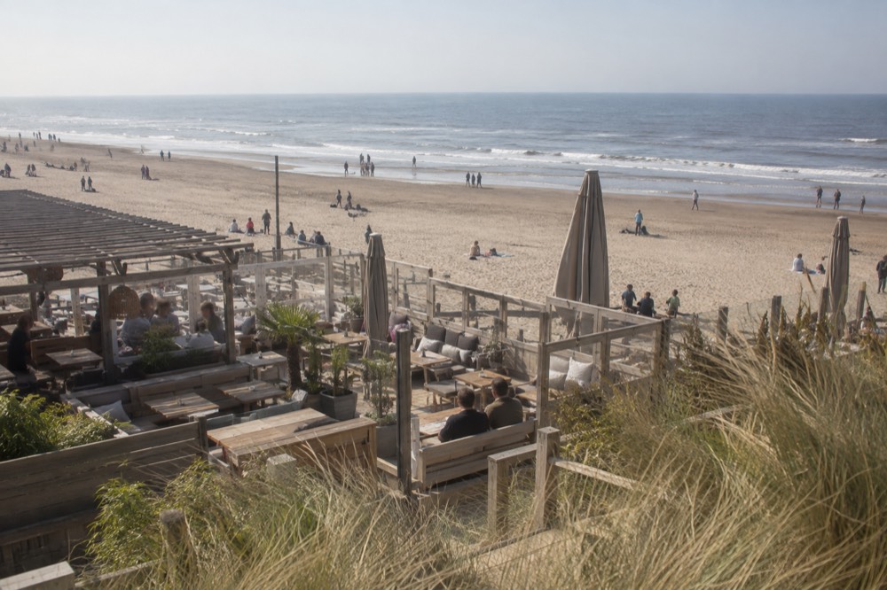 The approach to Zandvoort, with bicycles leaning against the railings