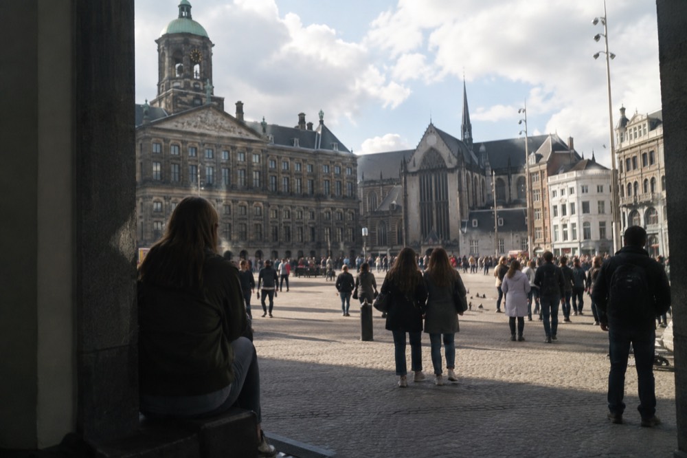 Late afternoon light on the buildings around Dam Square
