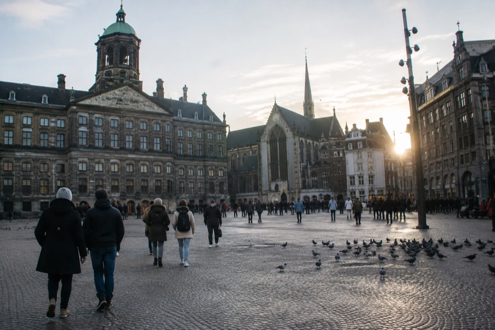 A wide view across the water towards Dam Square
