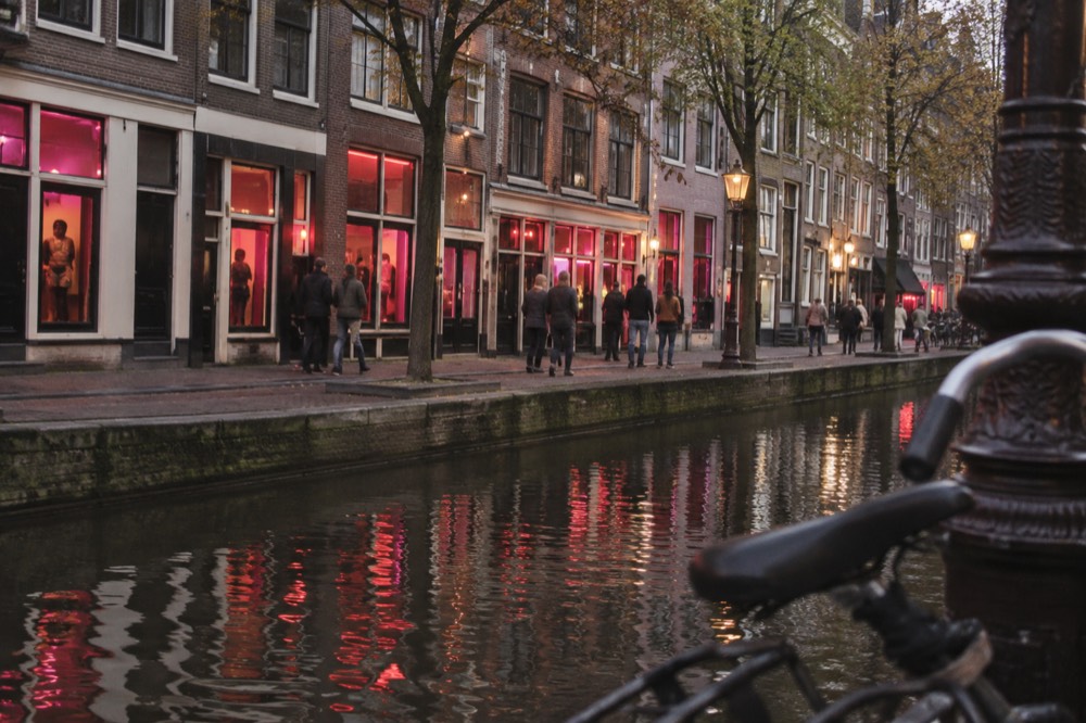 The frontage of Red Light District viewed from the opposite bank