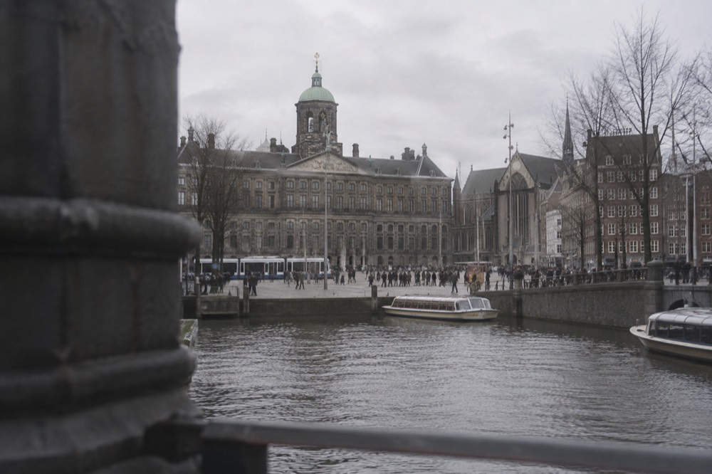 A wide view across the water towards Dam Square